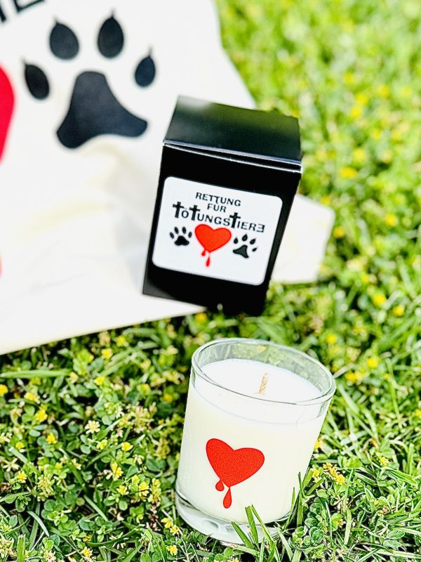 BIO Kerze mit Vanilleduft und RfTt-ev.de Logo